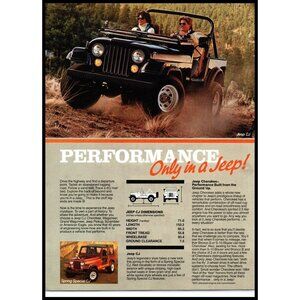 1985 Jeep CJ Vintage Print Ad Top Off Windshield Down Off Road 4x4 Wall Art
